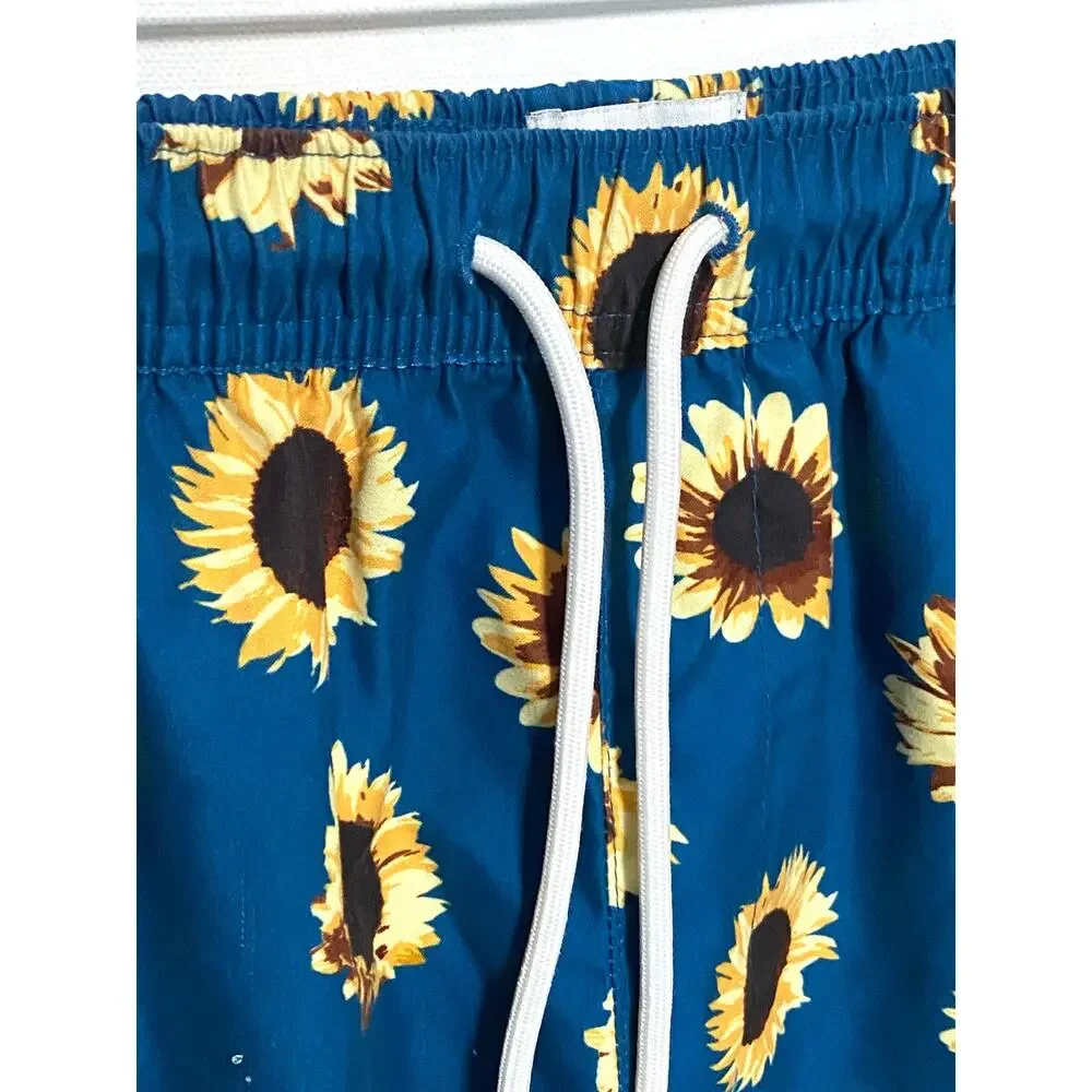 Empyre Grom Sunflowers Swim Board Shorts Mens S Zip Pocket Vacation Summer